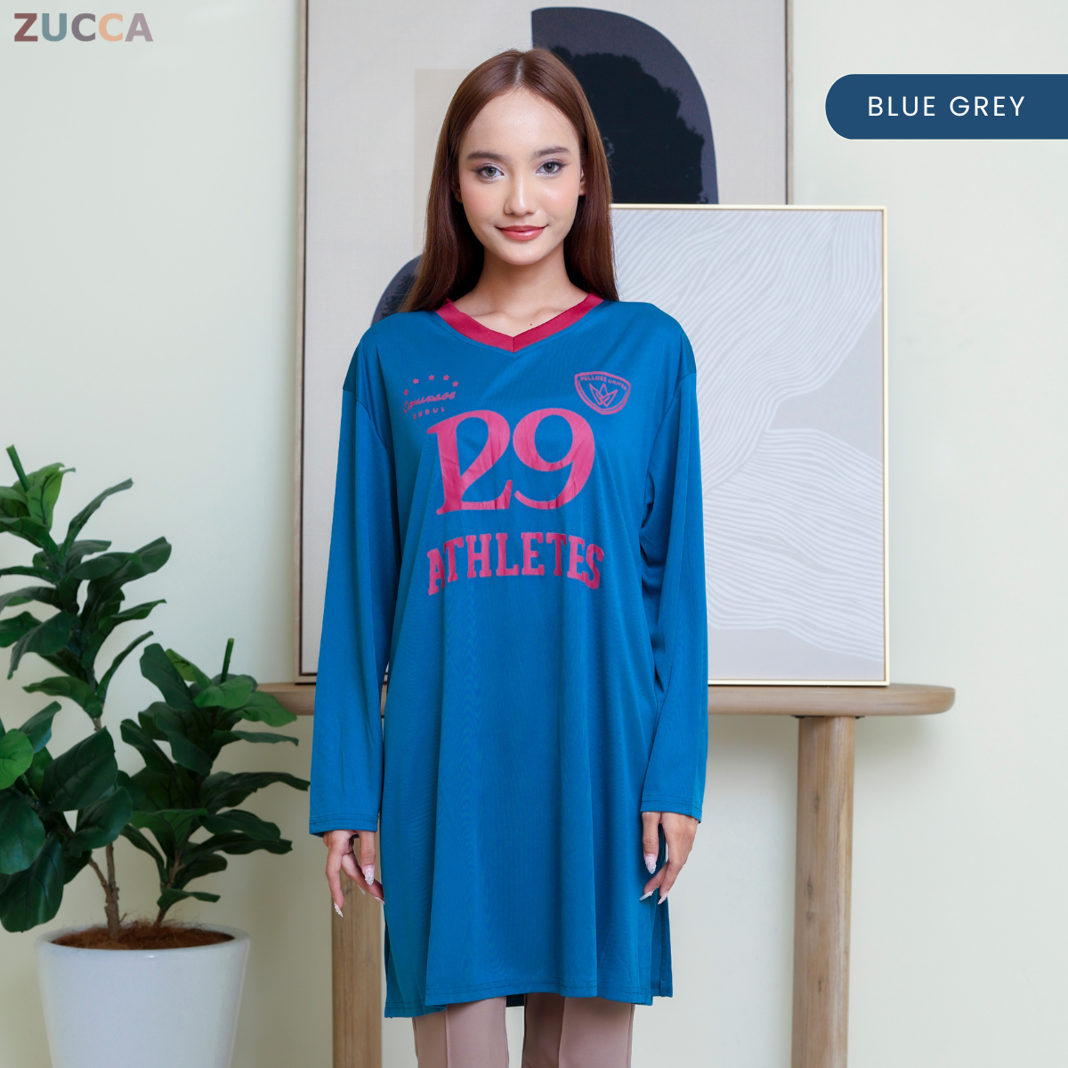 ZUCCA ALESIA KASUAL MUSLIMAH SHIRT V NECK - DMS1005