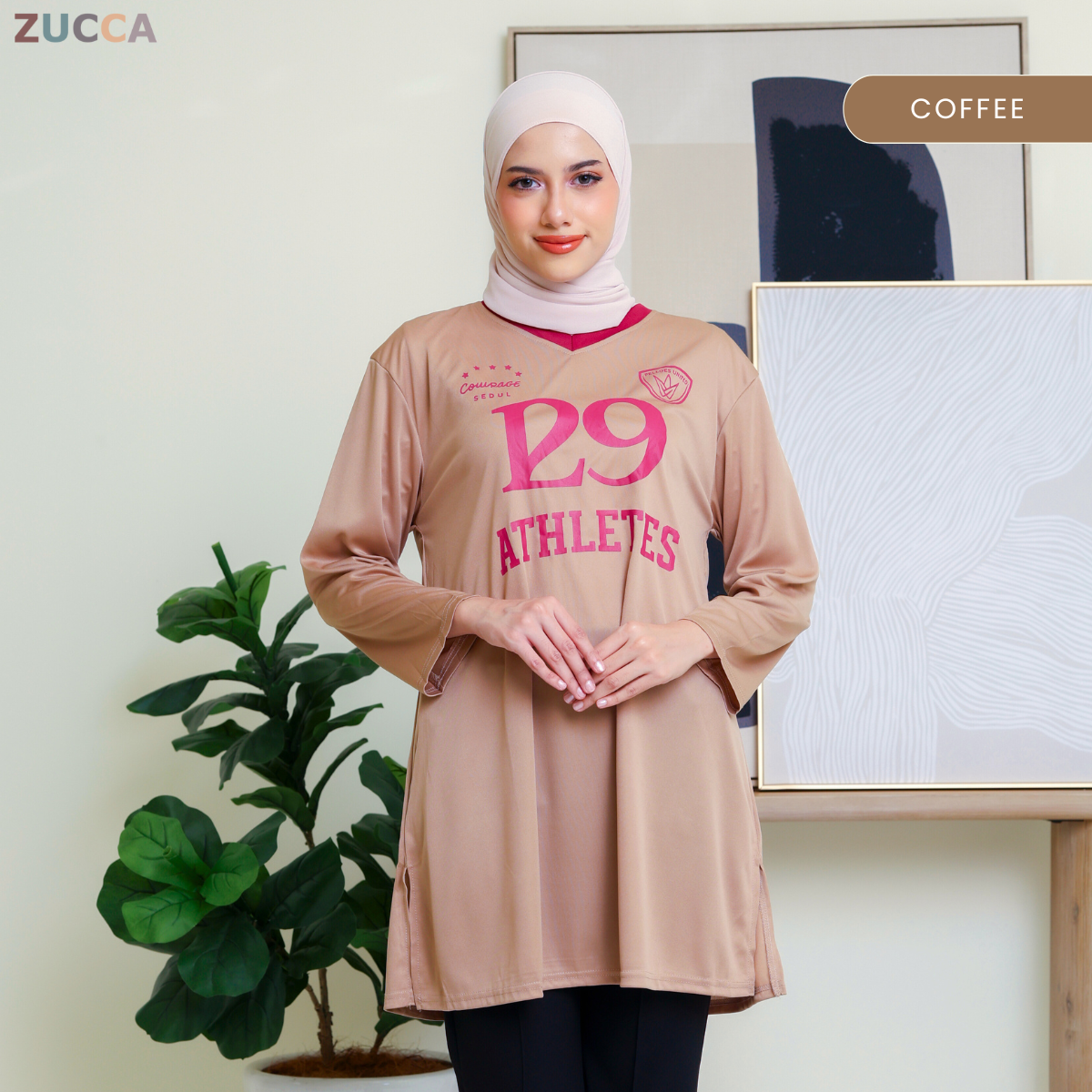 ZUCCA ALESIA KASUAL MUSLIMAH SHIRT V NECK - DMS1005