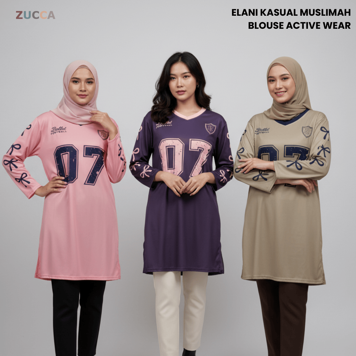 ZUCCA ELANI KASUAL MUSLIMAH BLOUSE ACTIVE WEAR - DMS1006