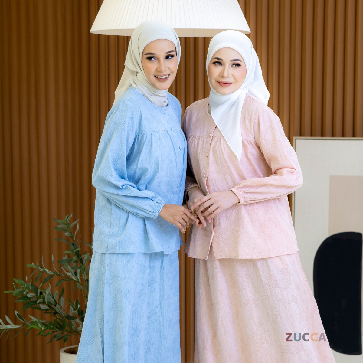 ZUCCA LENA SET BAJU BERBUTANG BERCORAK - DMSET004