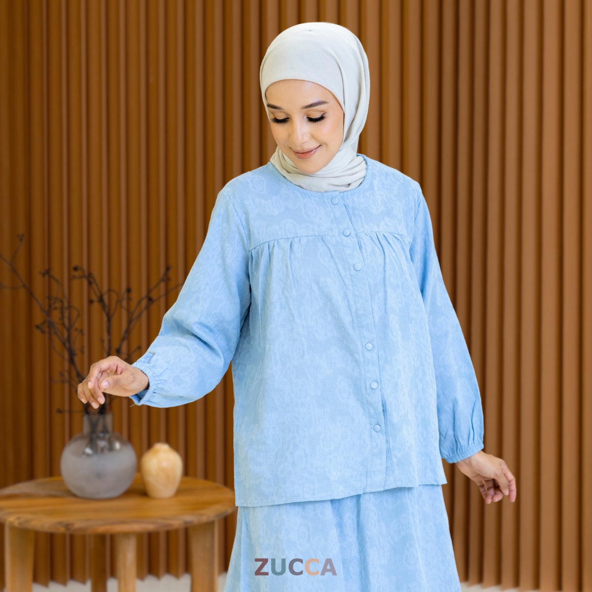 ZUCCA LENA SET BAJU BERBUTANG BERCORAK - DMSET004