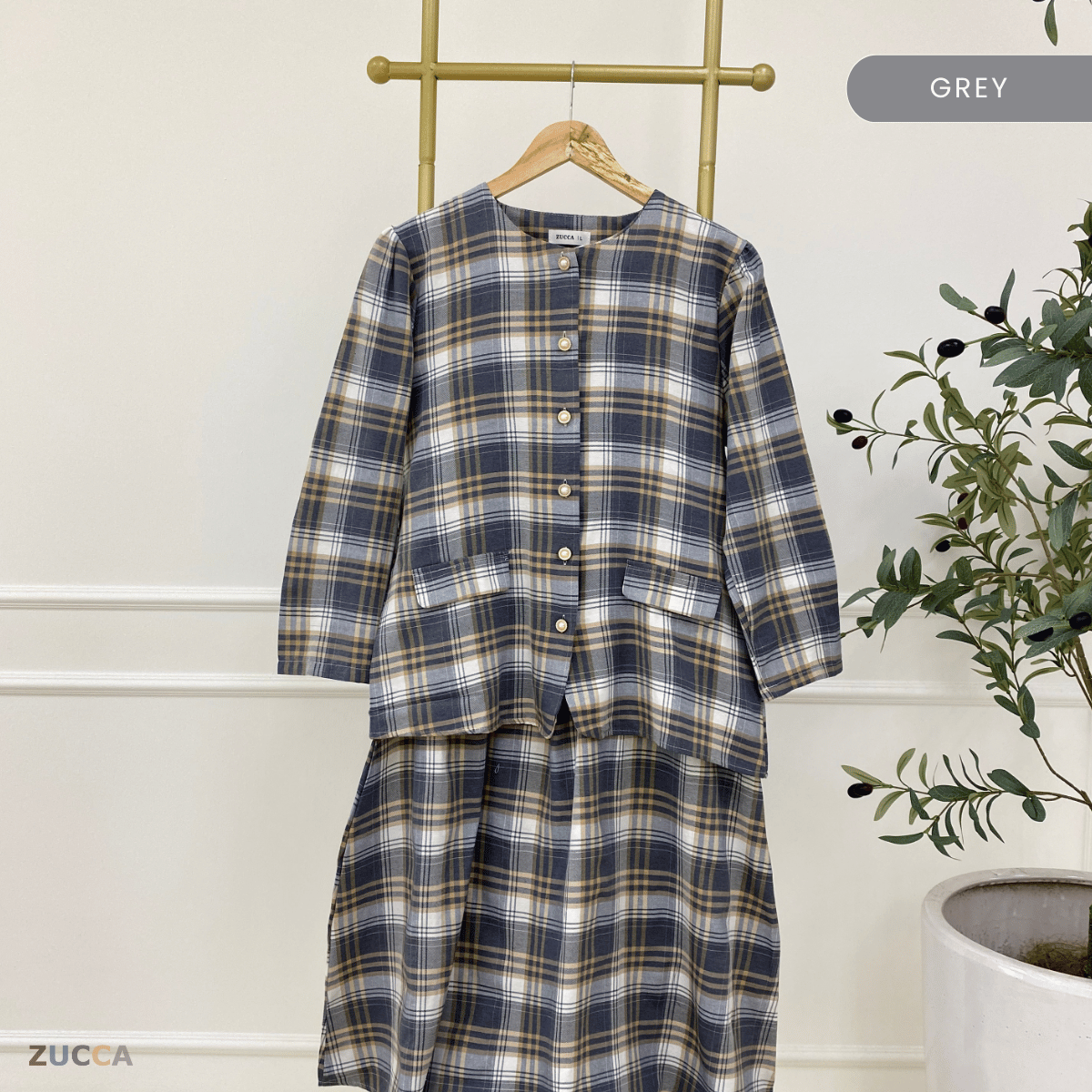 ZUCCA YASMEEN KOLEKSI BLOUSE TARTAN MODEN-DMSET007