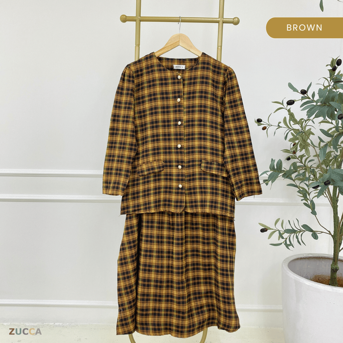 ZUCCA YASMEEN KOLEKSI BLOUSE TARTAN MODEN-DMSET007