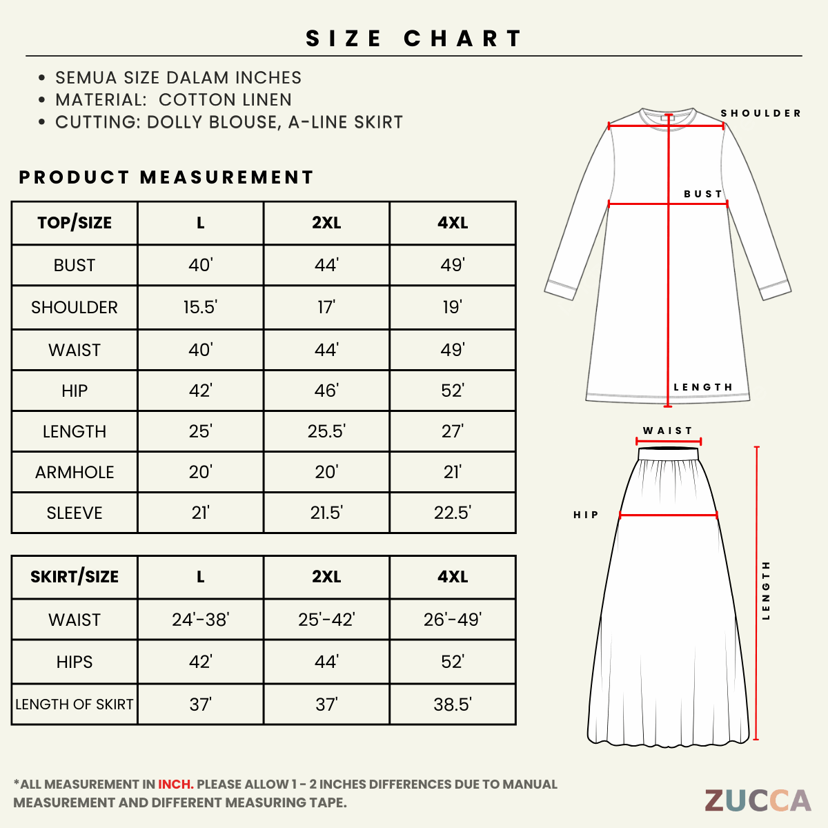 ZUCCA YASMEEN KOLEKSI BLOUSE TARTAN MODEN-DMSET007