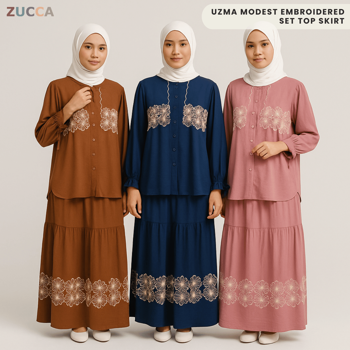 ZUCCA UZMA MODEST EMBROIDERED SET-DMSET013