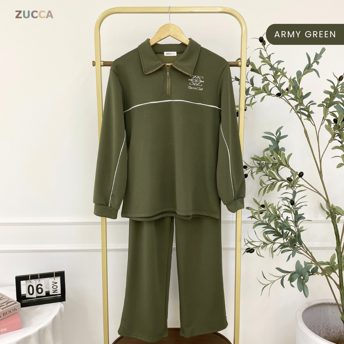ZUCCA LINNIEY RELAXED HALF-ZIP TWO-PIECE SET-DMSET016
