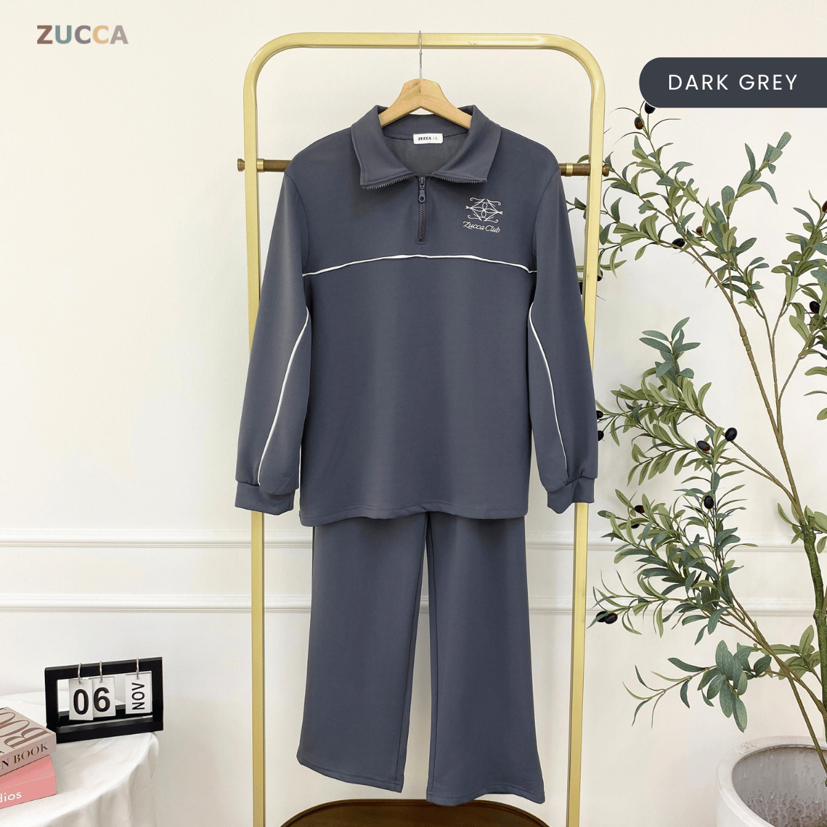 ZUCCA LINNIEY RELAXED HALF-ZIP TWO-PIECE SET-DMSET016