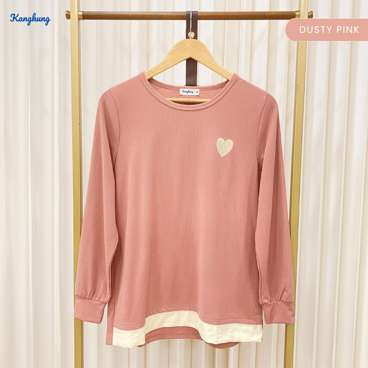 KANGKUNG ILANA BLOUSE RIBBED KASUAL YANG SELESA - KK1041