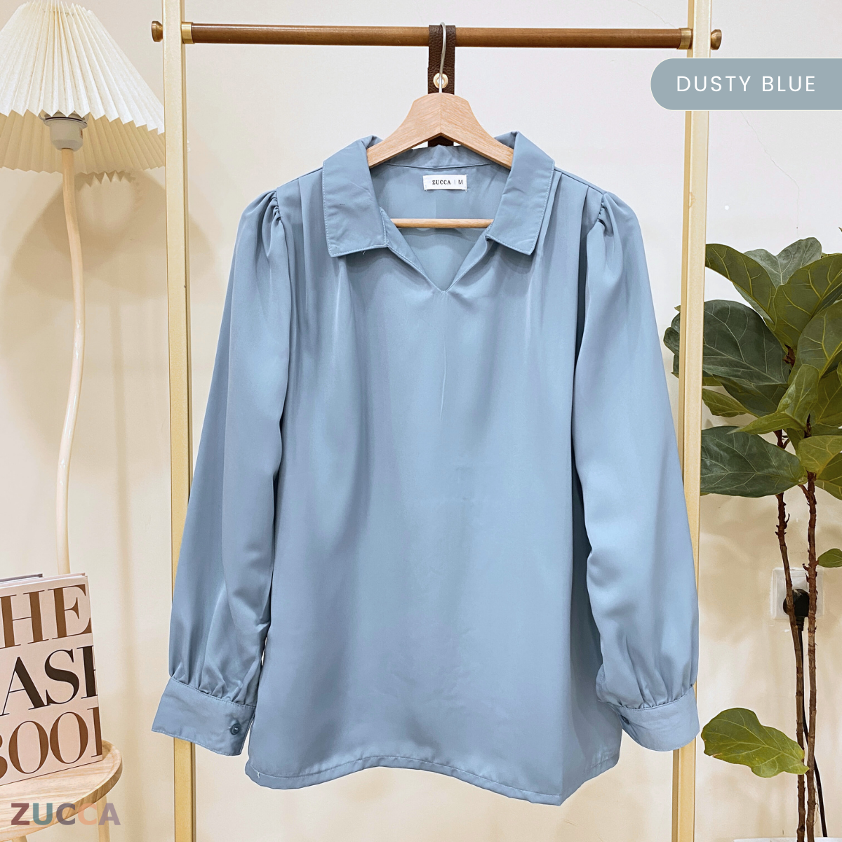 ZUCCA YESSI V-COLLAR PUFFED SLEEVES BLOUSE - MA019