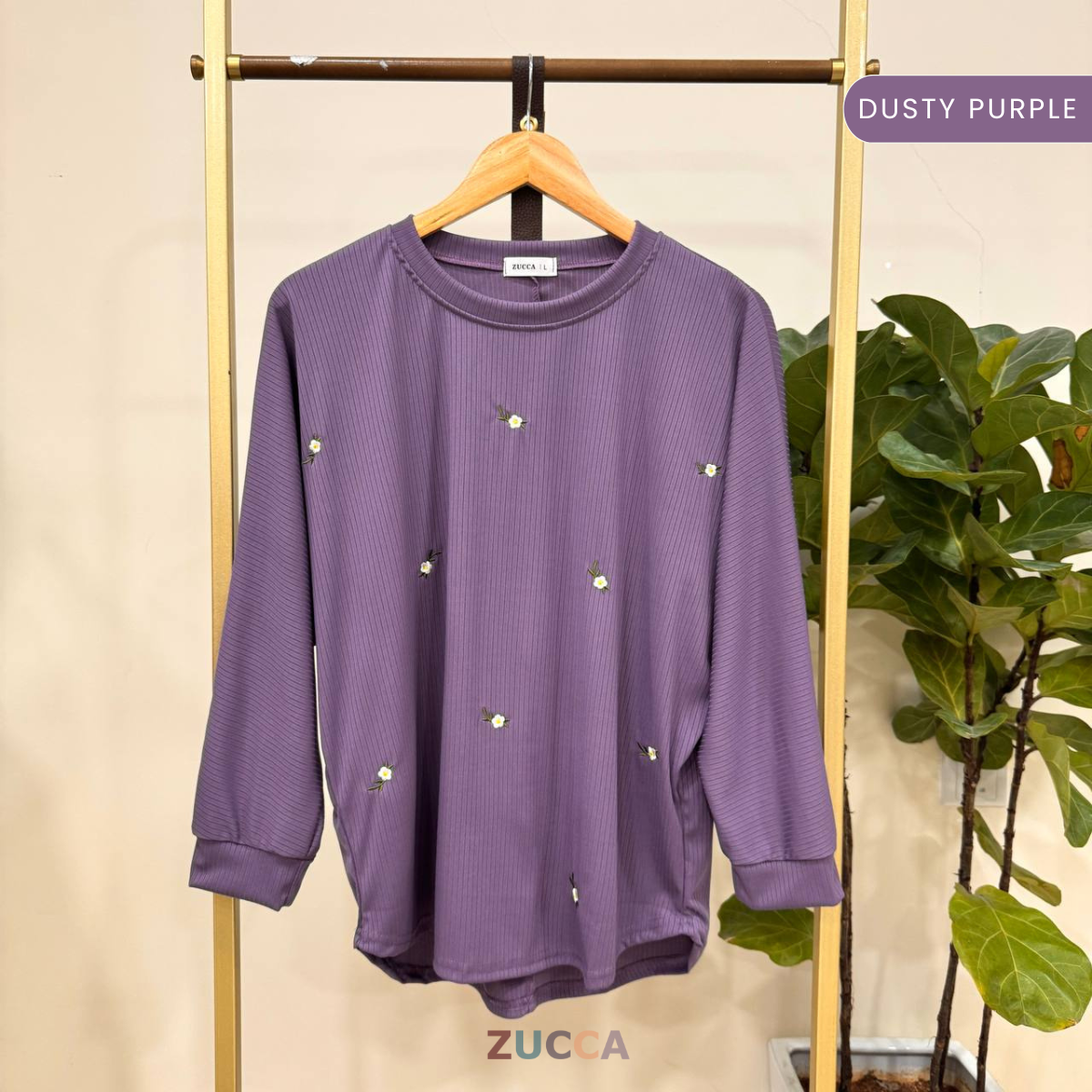 ZUCCA SIENA EMBROIDERY FLORAL WOMEN BLOUSE - DM259 RIB KNIT