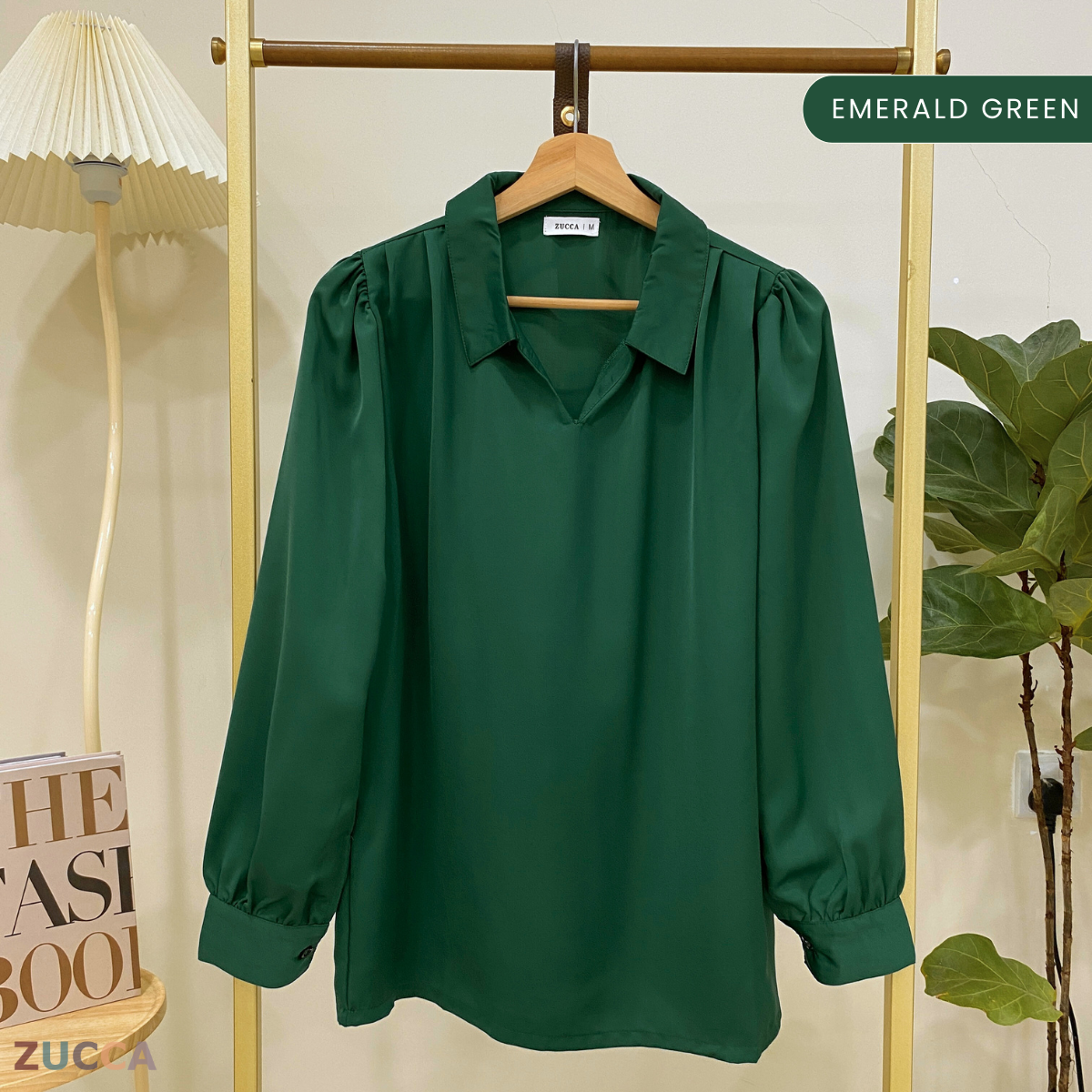 ZUCCA YESSI V-COLLAR PUFFED SLEEVES BLOUSE - MA019