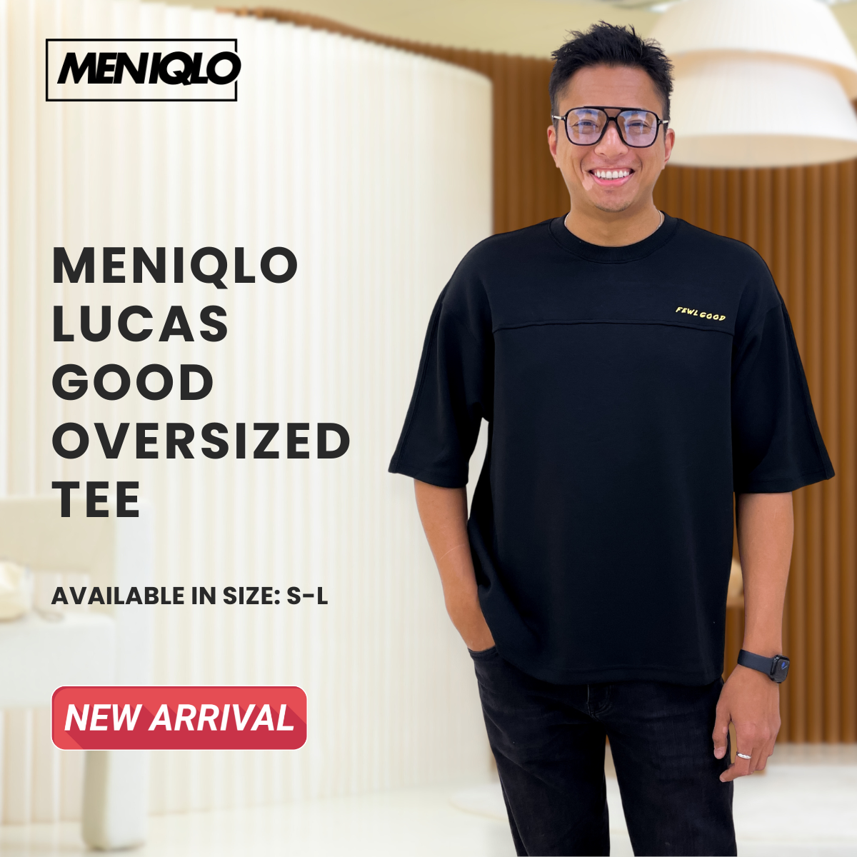 MENIQLO LUCAS GOOD OVERSIZED TEE SHORT SIZE - FGD0124