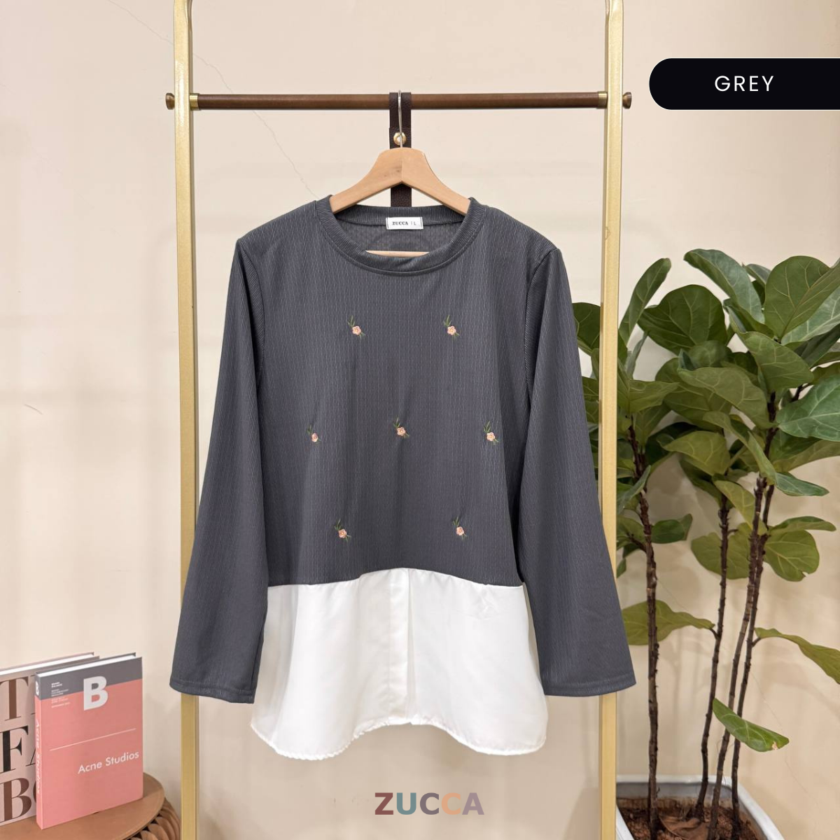 JUNA TWO-PIECE ATTACHED EMBROIDERY BLOUSE - DM264