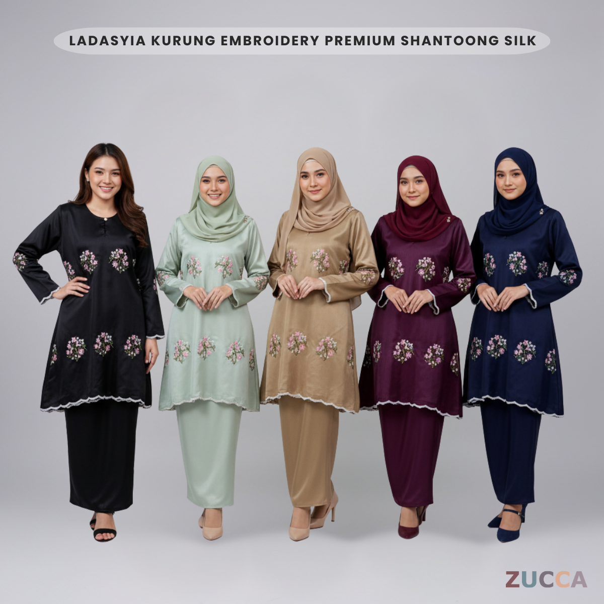 ZUCCA LADASYIA KURUNG EMBROIDERY PERMIUM SHANTOONG SILK - H033