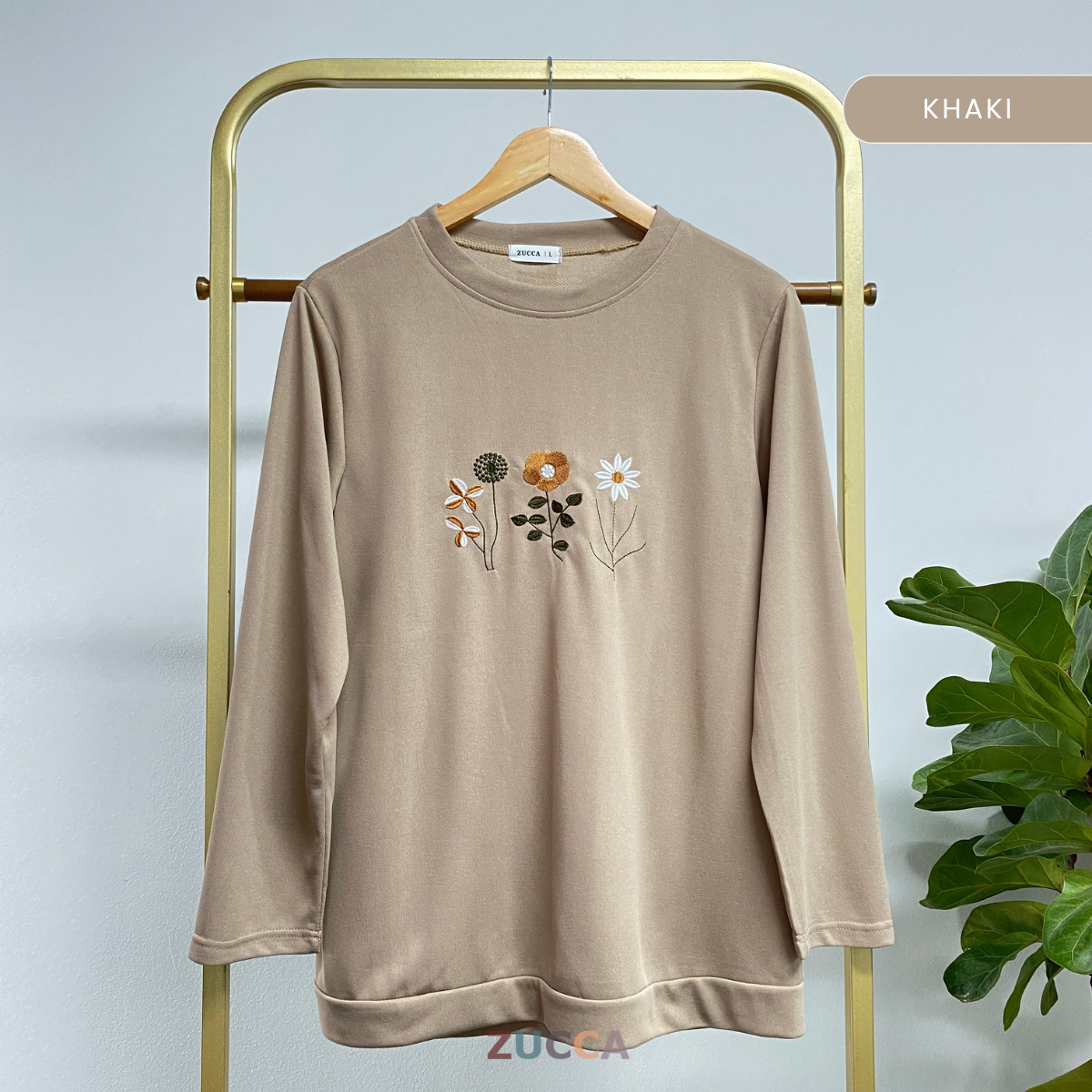 ZUCCA MAXINE BLAUS KASUAL WANITA DENGAN SULAMAN BUNGA - DM274