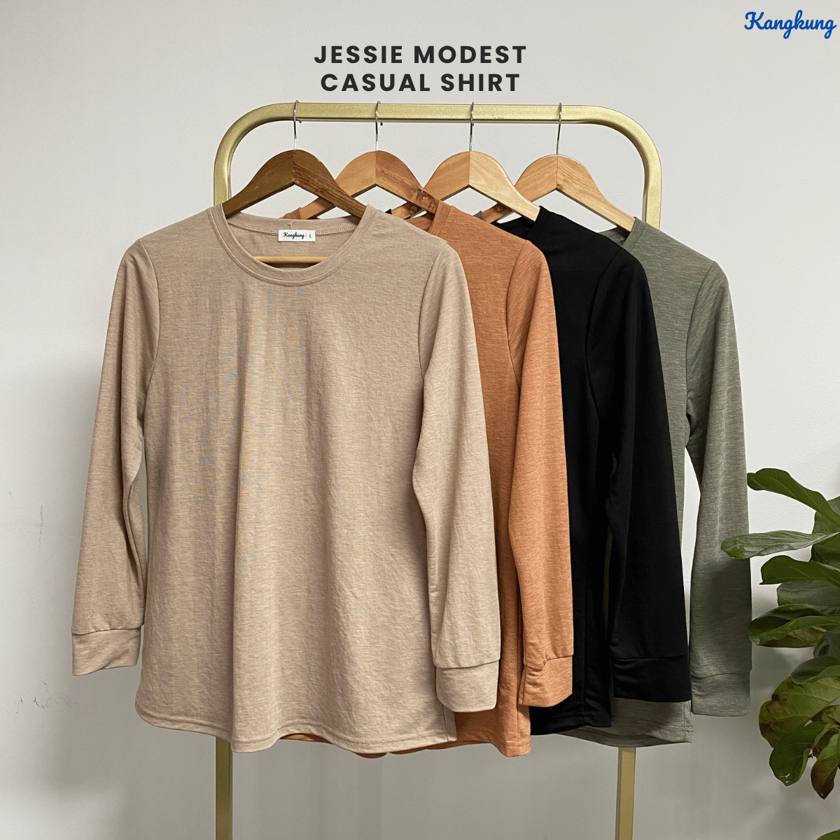 KANGKUNG JESSIE T-SHIRT COTTON WANITA GAYA MODEST SHIRT KASUAL – KK109