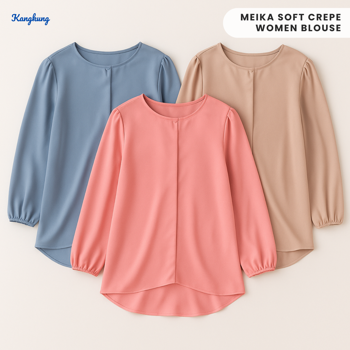 KANGKUNG MEIKA BLOUS KASUAL WANITA CREPE LEMBUT – KK110