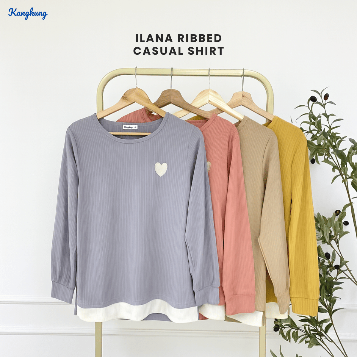 KANGKUNG ILANA BLOUSE RIBBED KASUAL YANG SELESA - KK1041