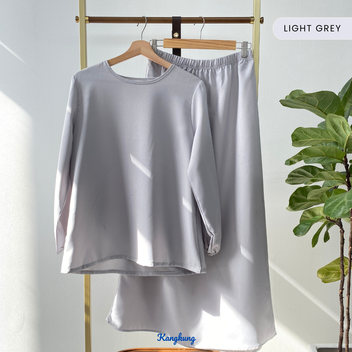 KANGKUNG IXORA SET MODEST DUA HELAI PLAIN – KK115
