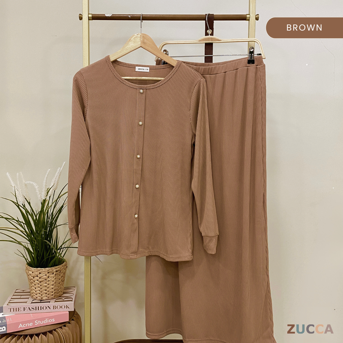 ZUCCA ANNIE WOMEN SET RIB KNIT BLOUSE AND SKIRT - MA004