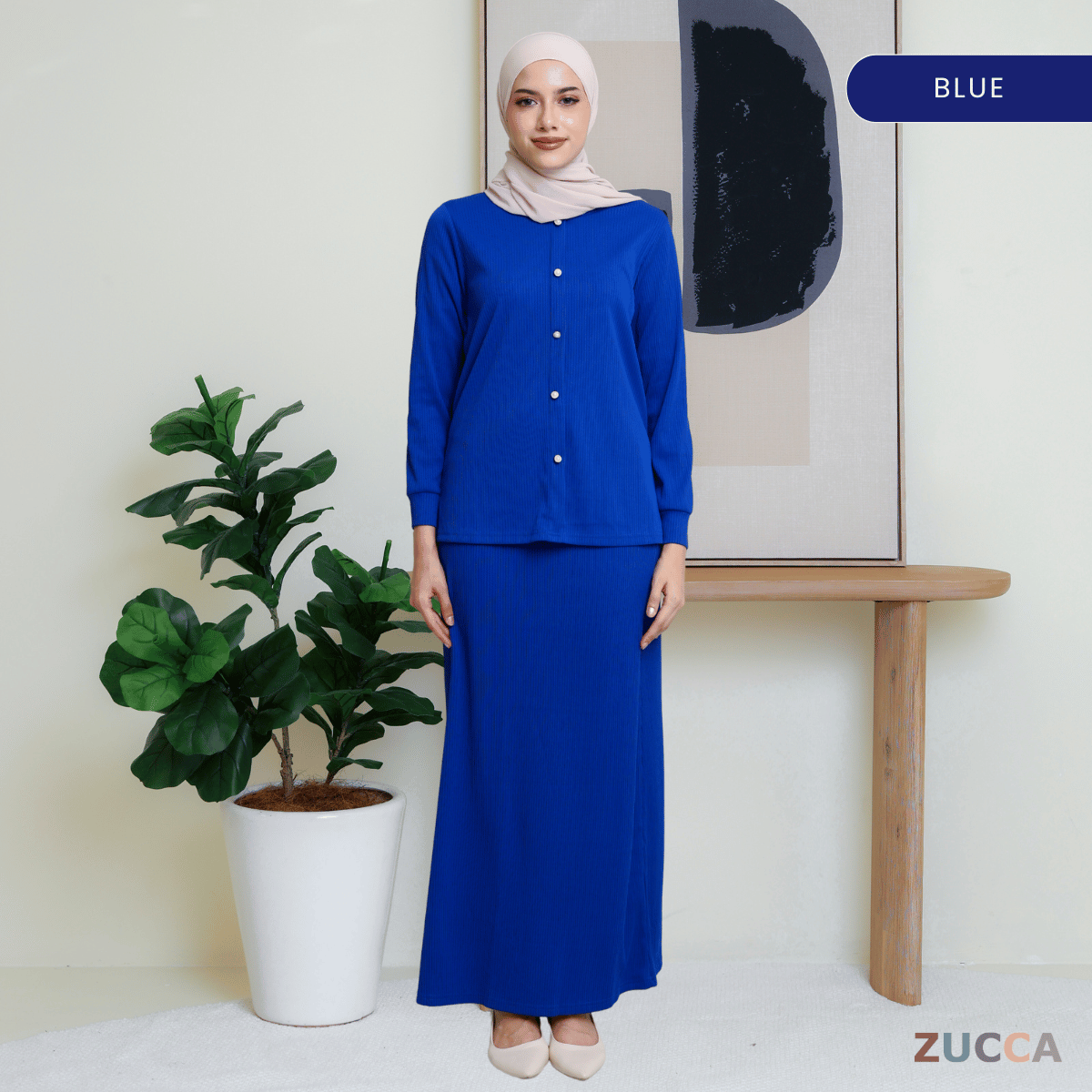 ZUCCA ANNIE WOMEN SET RIB KNIT BLOUSE AND SKIRT - MA004