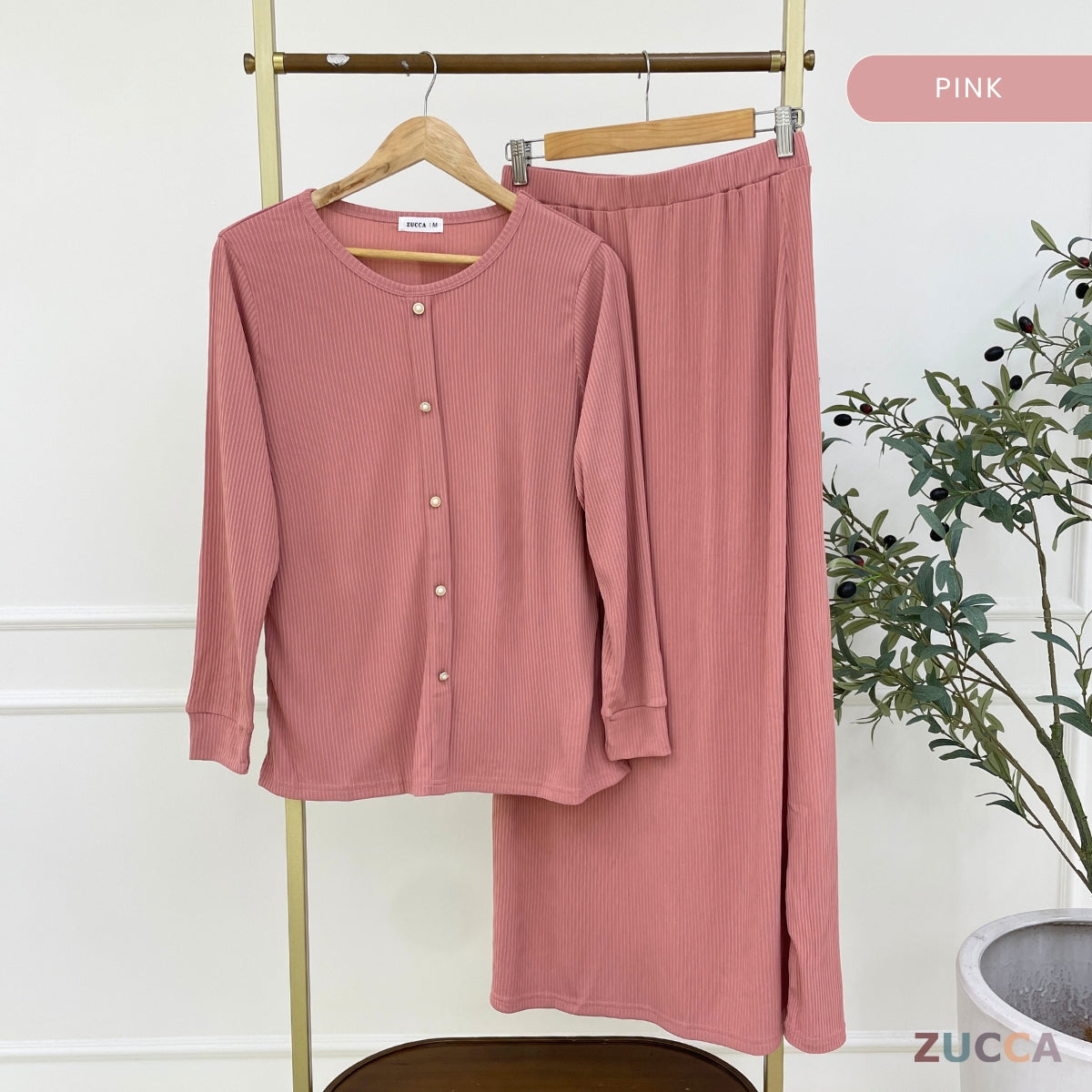 ZUCCA ANNIE WOMEN SET RIB KNIT BLOUSE AND SKIRT  - MA004