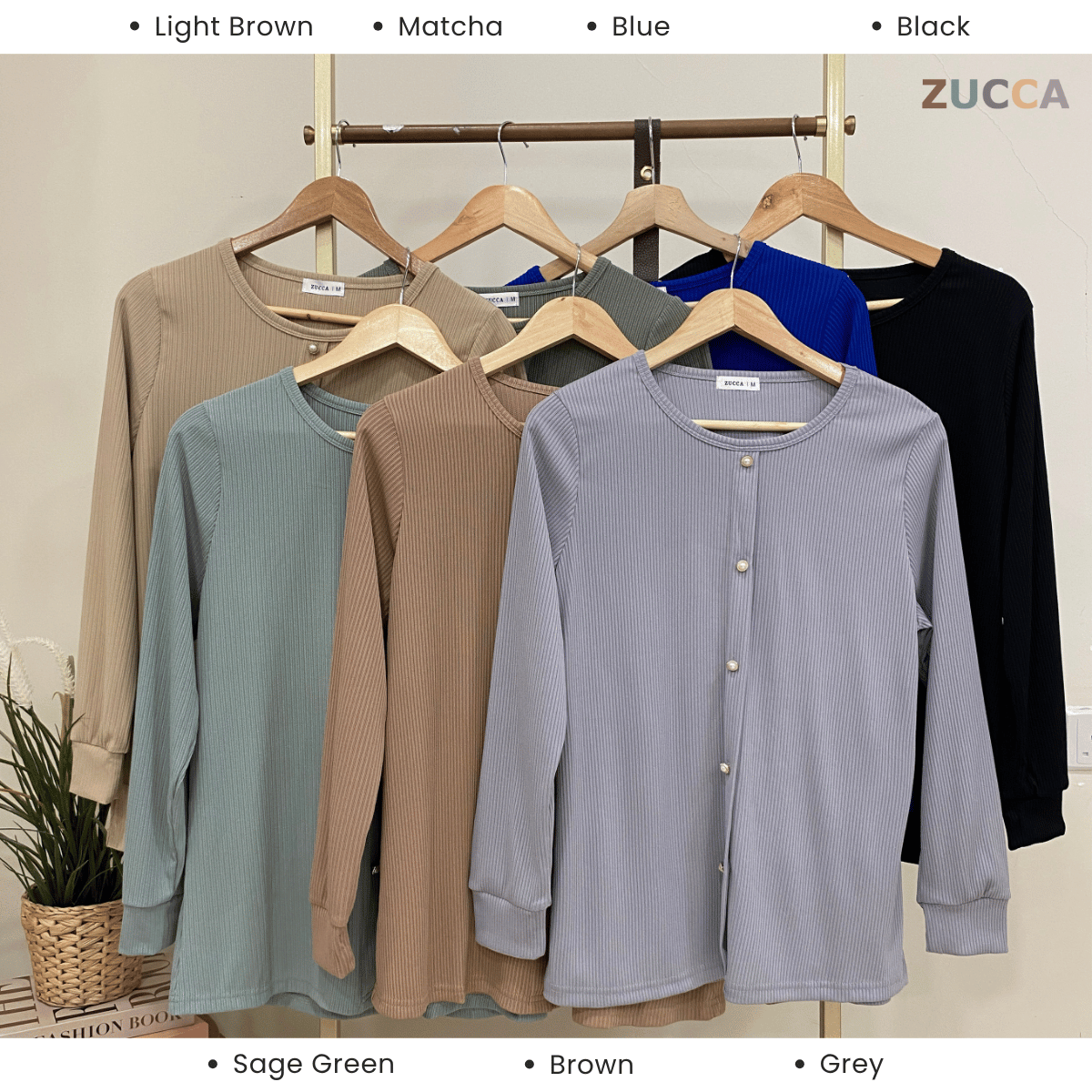 ZUCCA ANNIE WOMEN SET RIB KNIT BLOUSE AND SKIRT - MA004