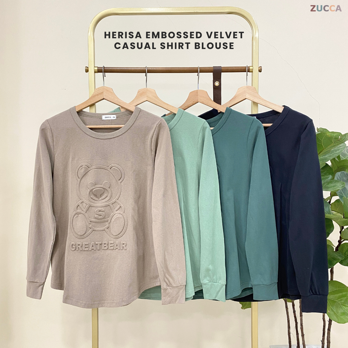 ZUCCA HERISA EMBOSSED VELVET CASUAL SHIRT BLOUSE - MA007