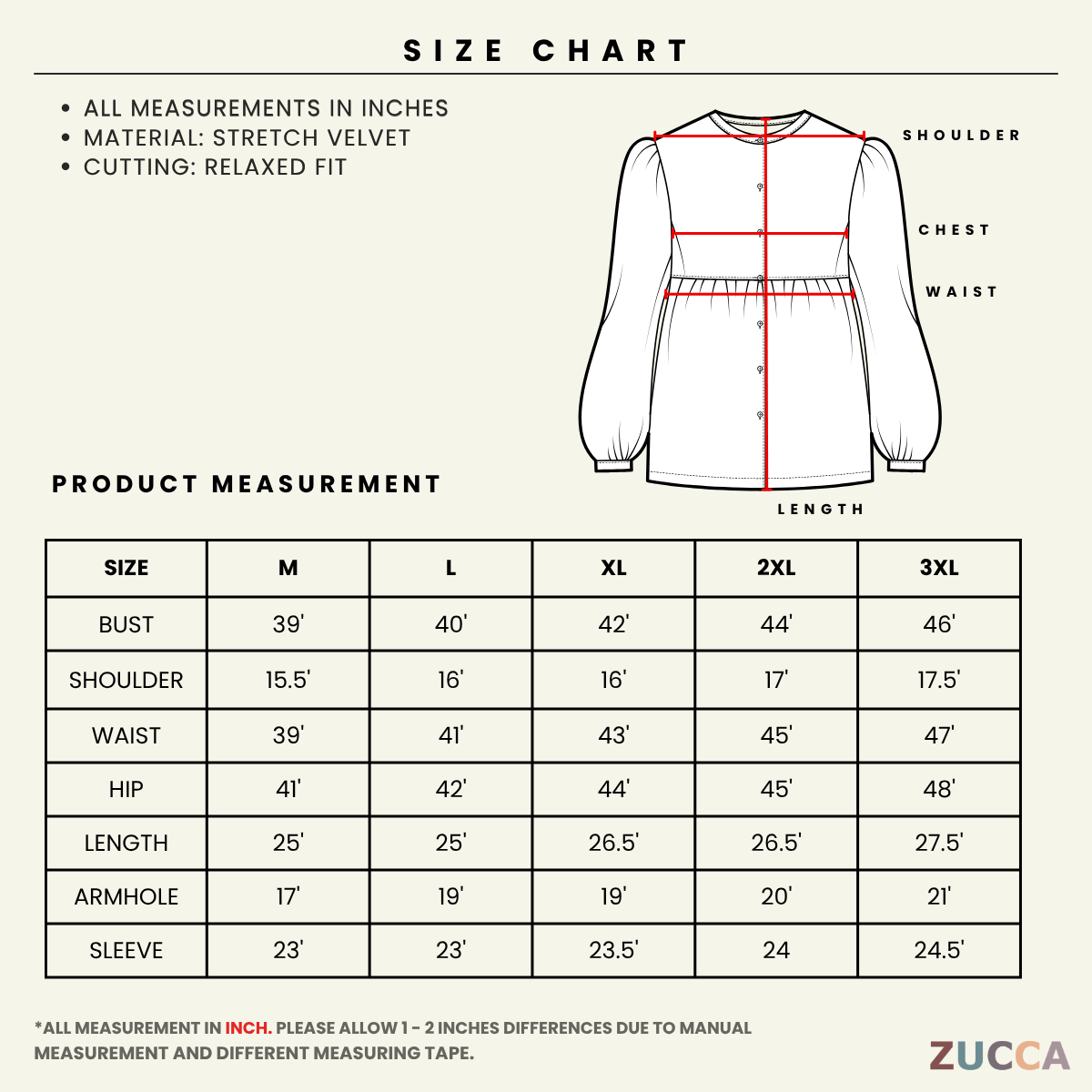 ZUCCA TERICA KEMEJA BLOUSE KASUAL BALDU - MA009