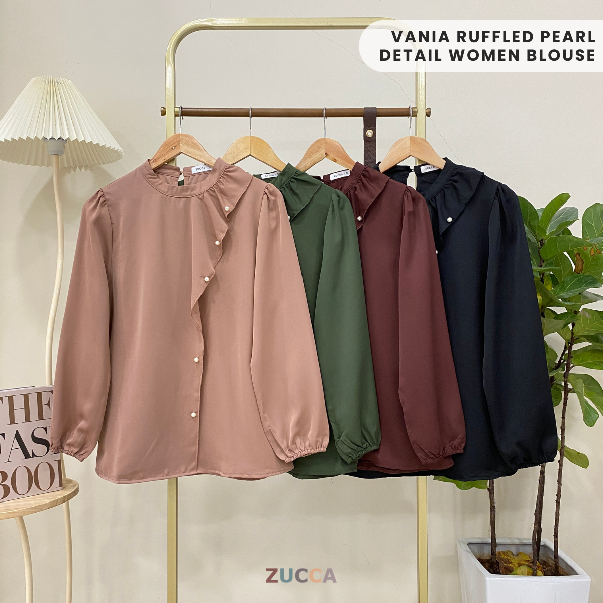 ZUCCA VANIA RUFFLED PEARL DETAIL WOMEN BLOUSE - MA014