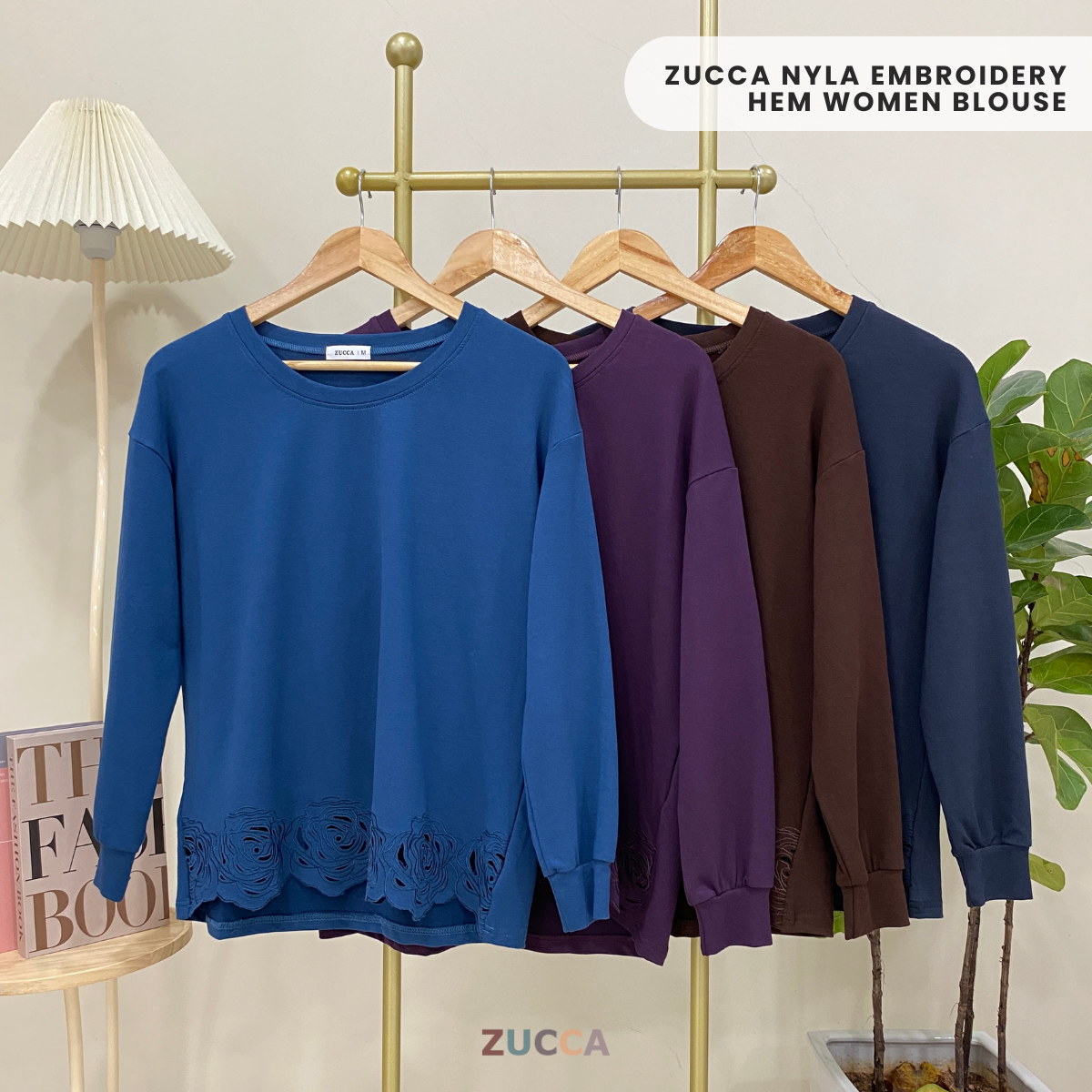 ZUCCA NYLA EMBROIDERY HEM WOMEN BLOUSE - MA018