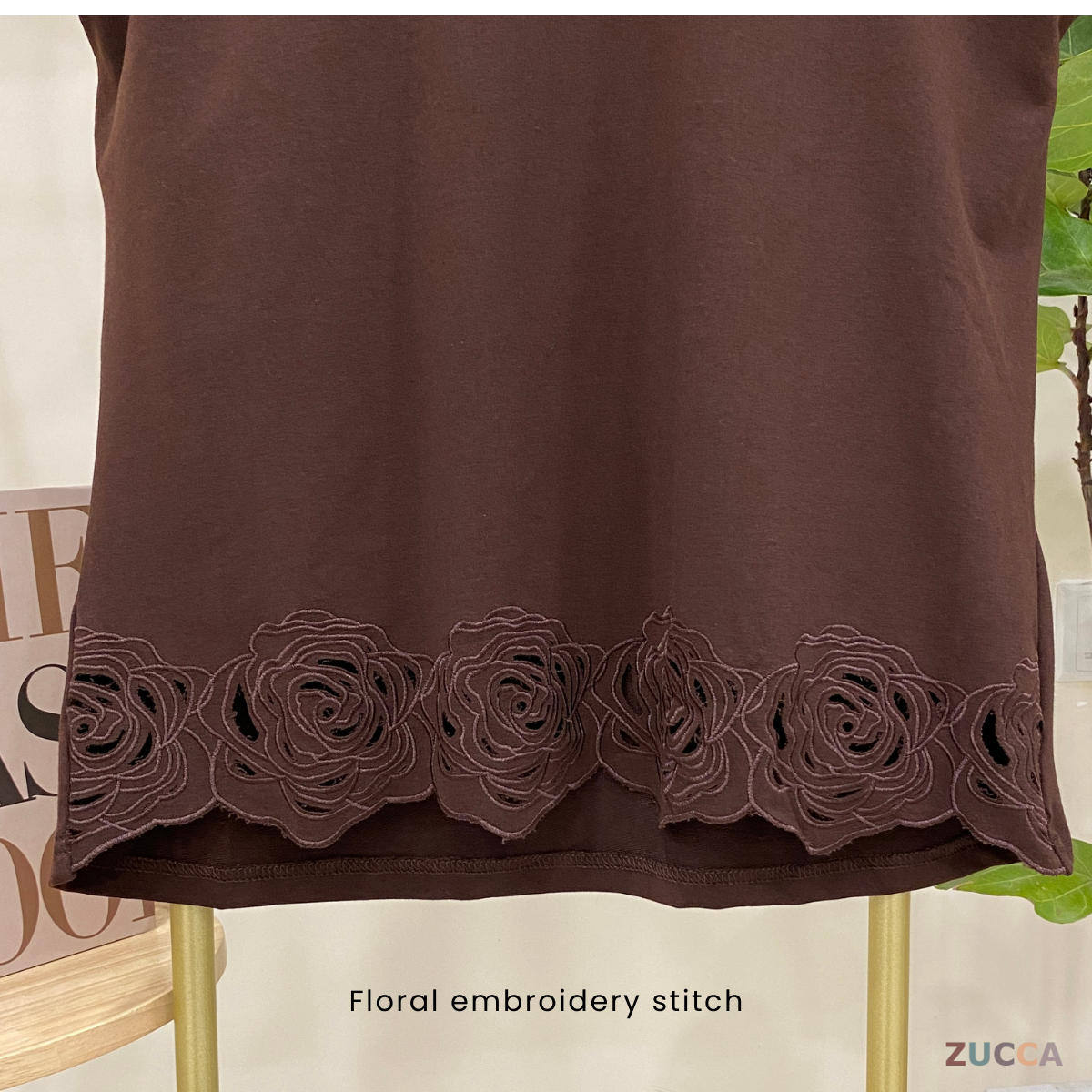 ZUCCA NYLA EMBROIDERY HEM WOMEN BLOUSE - MA018