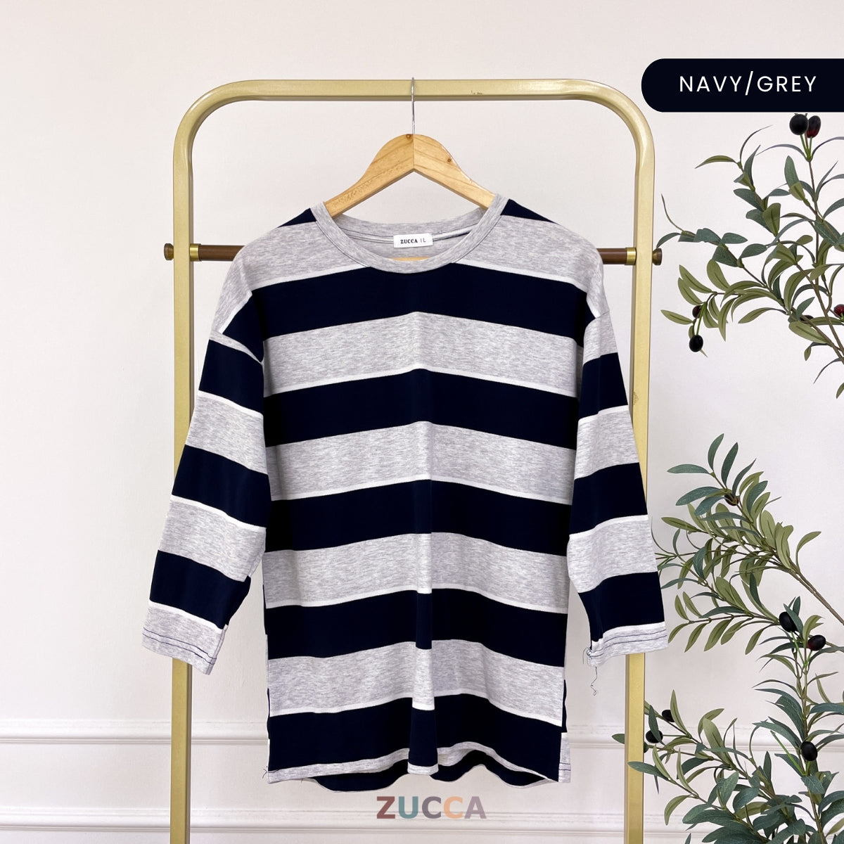 ZUCCA SARI OVERSIZED STRIPED KNIT SHIRT - MA031 DROP SHOULDER LOOSE STYLE