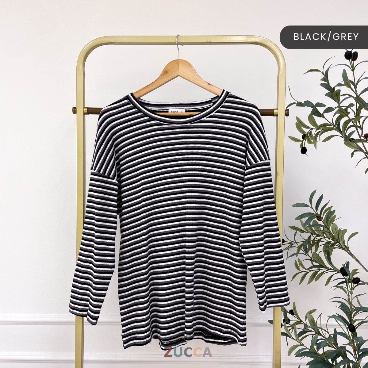 ZUCCA SARI OVERSIZED STRIPED KNIT SHIRT - MA031 DROP SHOULDER LOOSE STYLE