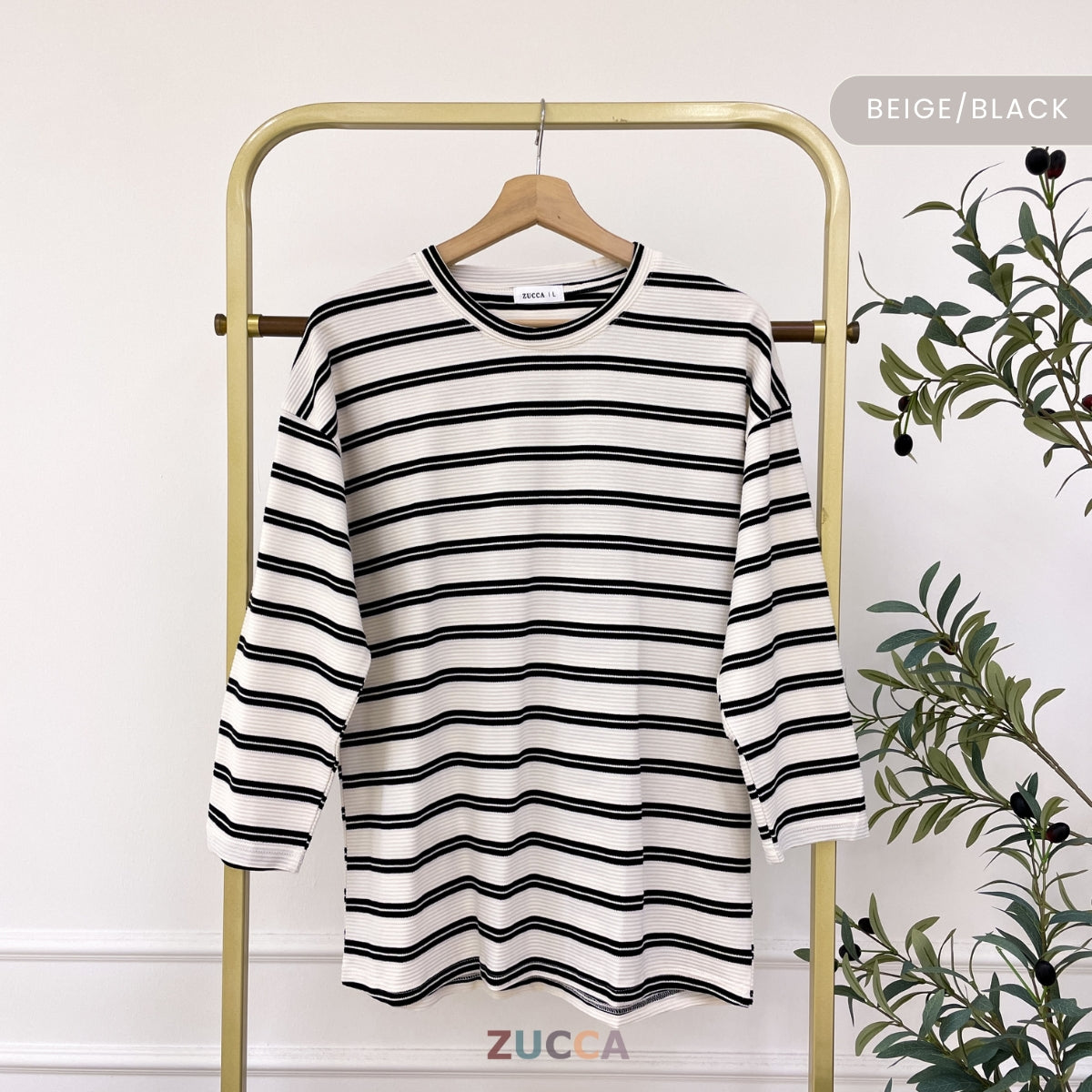 ZUCCA SARI OVERSIZED STRIPED KNIT SHIRT - MA031 DROP SHOULDER LOOSE STYLE