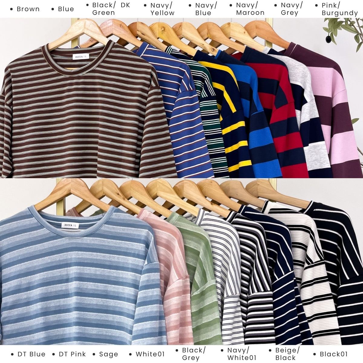 ZUCCA SARI OVERSIZED STRIPED KNIT SHIRT - MA031 DROP SHOULDER LOOSE STYLE