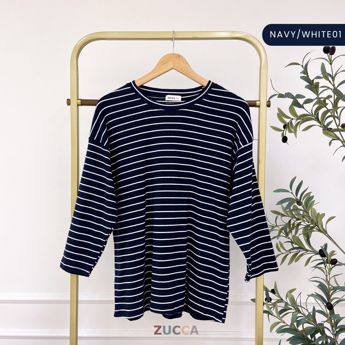 ZUCCA SARI OVERSIZED STRIPED KNIT SHIRT - MA031 DROP SHOULDER LOOSE STYLE
