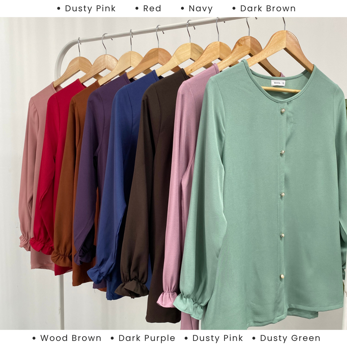 ZUCCA HAZIYA MINIMALIST PEARL BUTTON BLOUSE - MA038