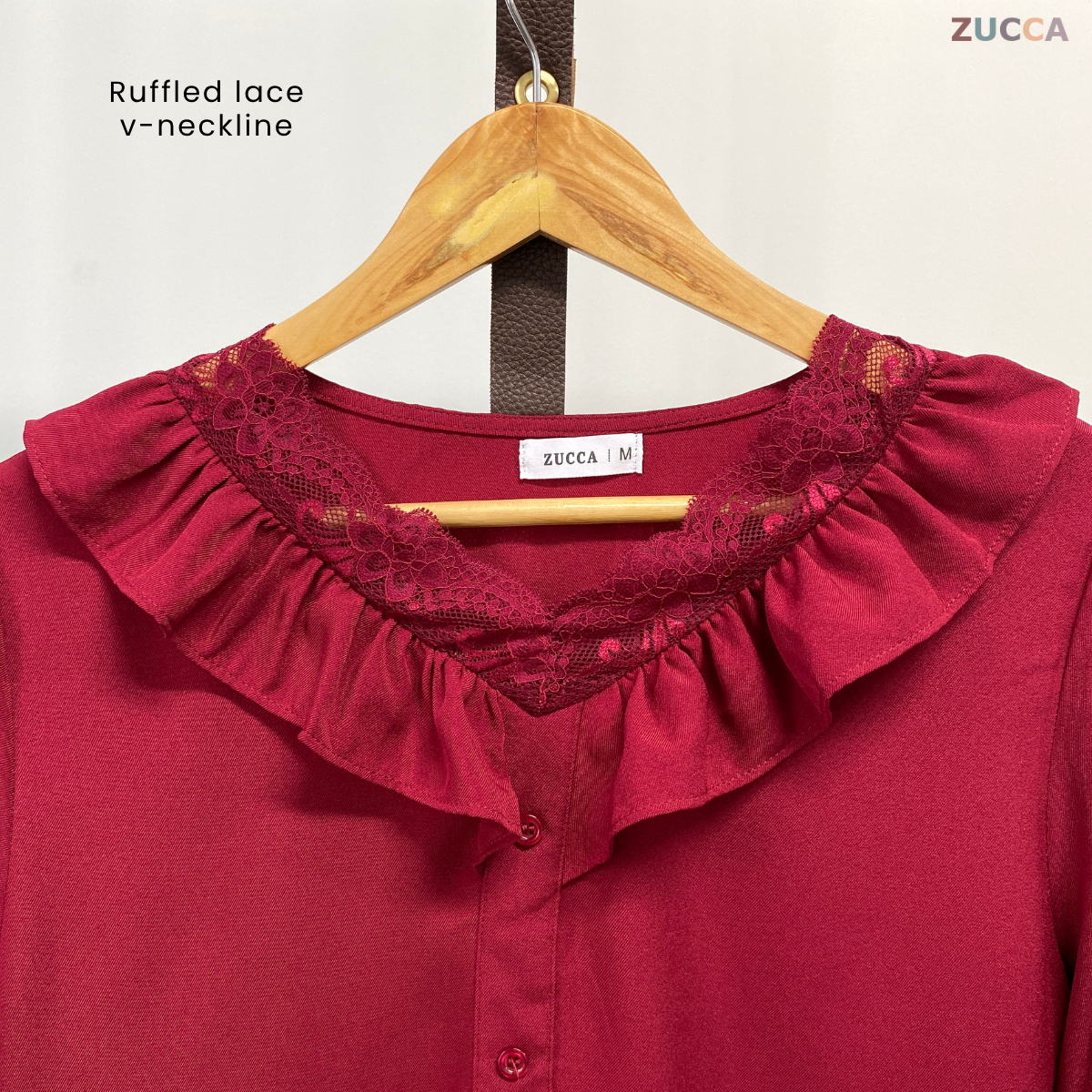 ZUCCA YUSRINA RUFFLE LACE BUTTON DETAIL BLOUSE - MA039