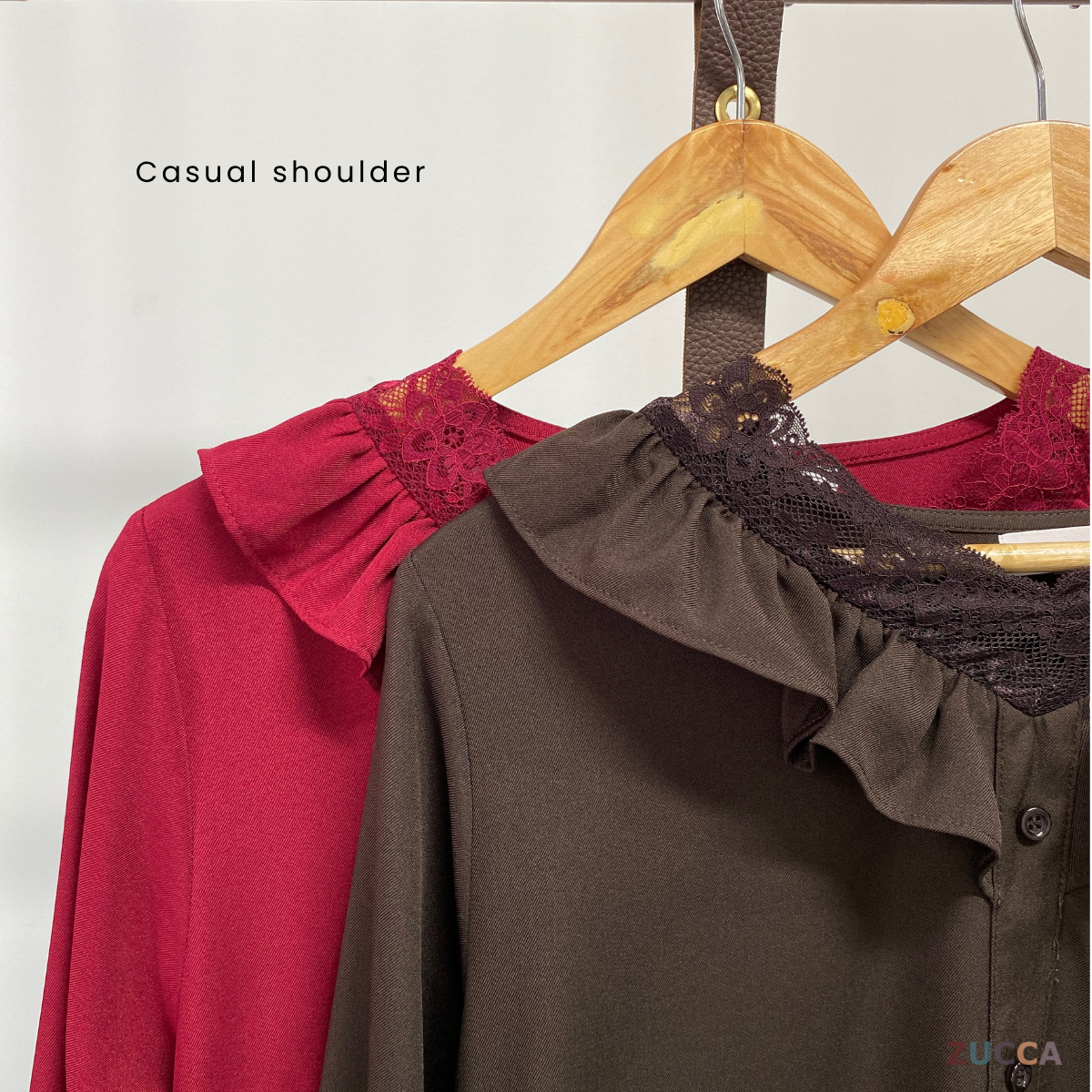 ZUCCA YUSRINA RUFFLE LACE BUTTON DETAIL BLOUSE - MA039