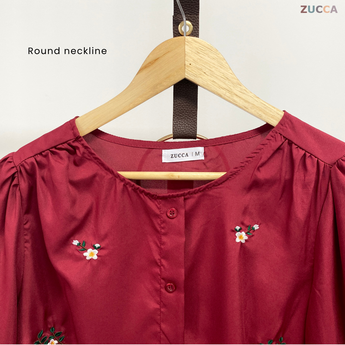 ZUCCA ELAINE FLORAL EMBROIDERY WOMEN BLOUSE - MA066 PLEATED SHOULDER