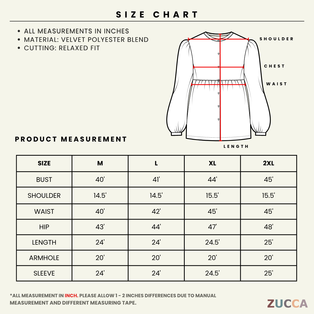 ZUCCA SANA CASUAL ROUND NECK BLOUSE MA067 - Blouse Wafle Cotton