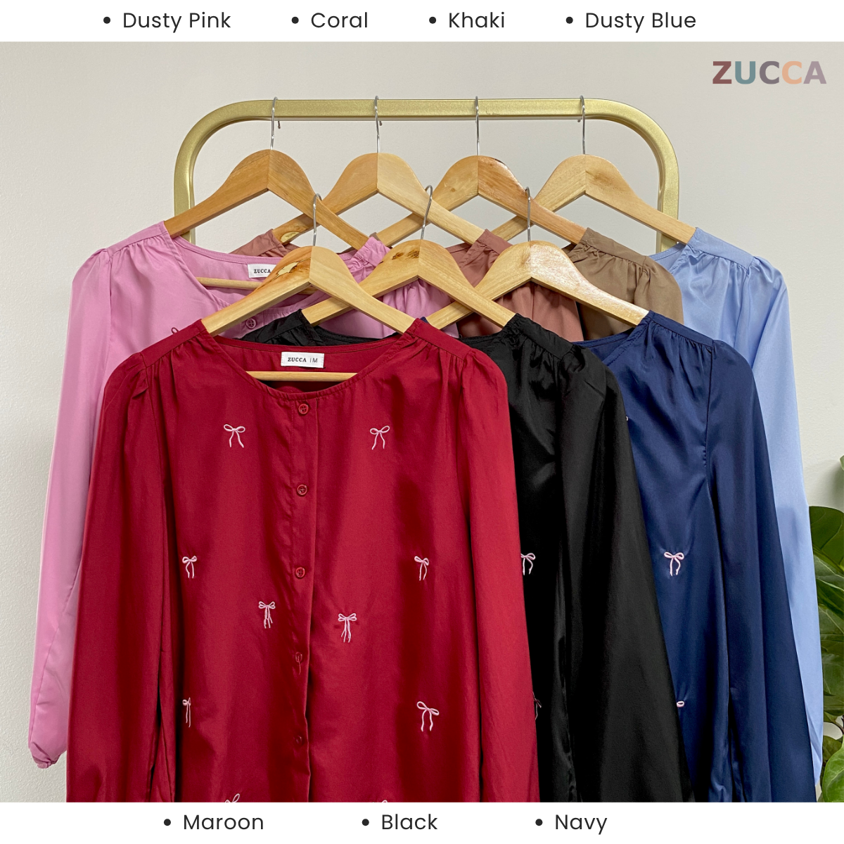 ZUCCA SANA CASUAL ROUND NECK BLOUSE MA067 - Blouse Wafle Cotton