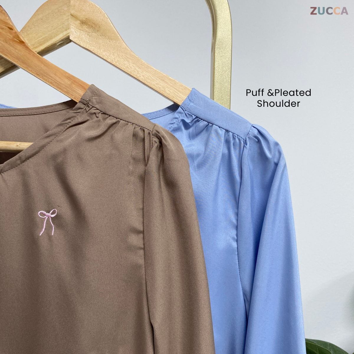 ZUCCA SANA CASUAL ROUND NECK BLOUSE MA067 - Blouse Wafle Cotton