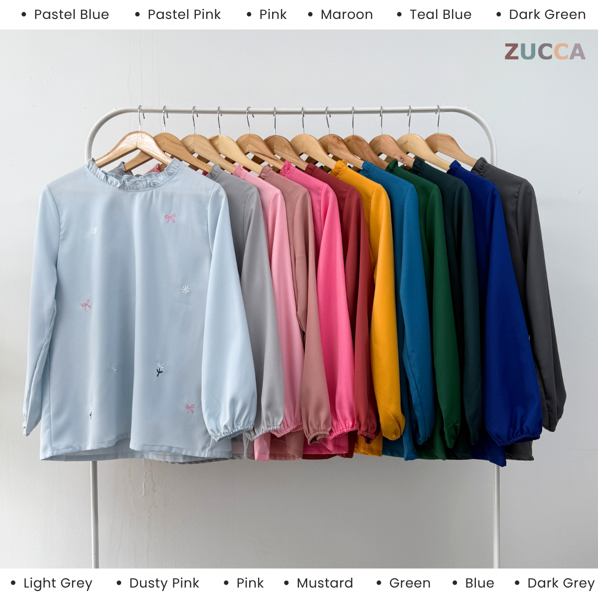 ZUCCA YUNIA SULAMAN BUNGA RUFFLED NECK BLOUSE WANITA - MA069