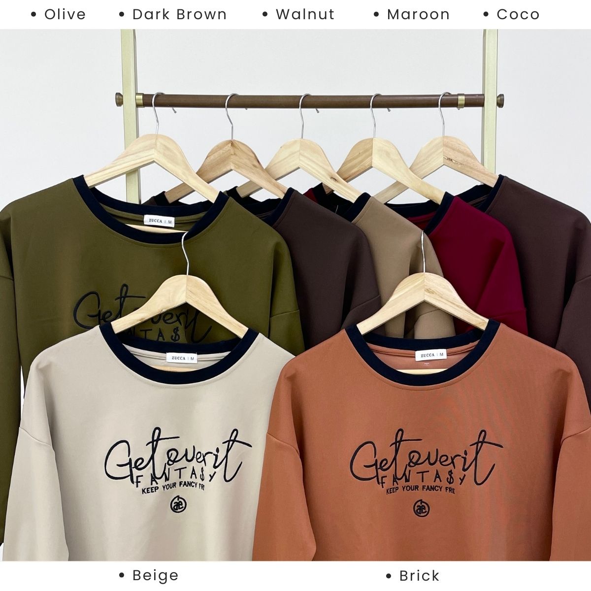ZUCCA DELISHA LONG SLEEVE KASUAL T-SHIRT PEREMPUAN - MA088