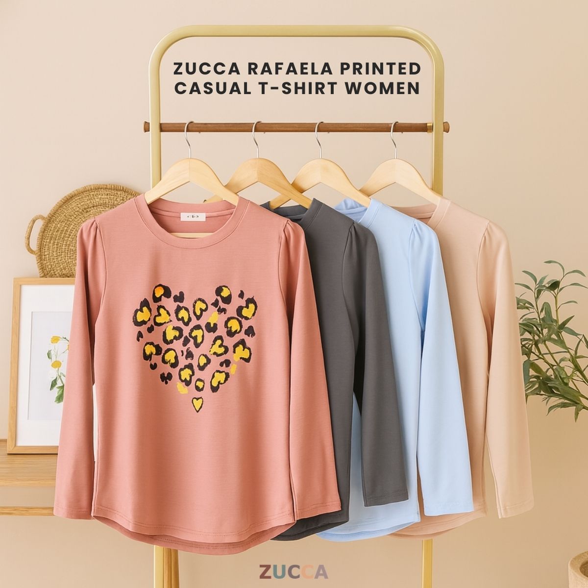 ZUCCA RAFAELA PRINTED KASUAL T-SHIRT PEREMPUAN - MA093