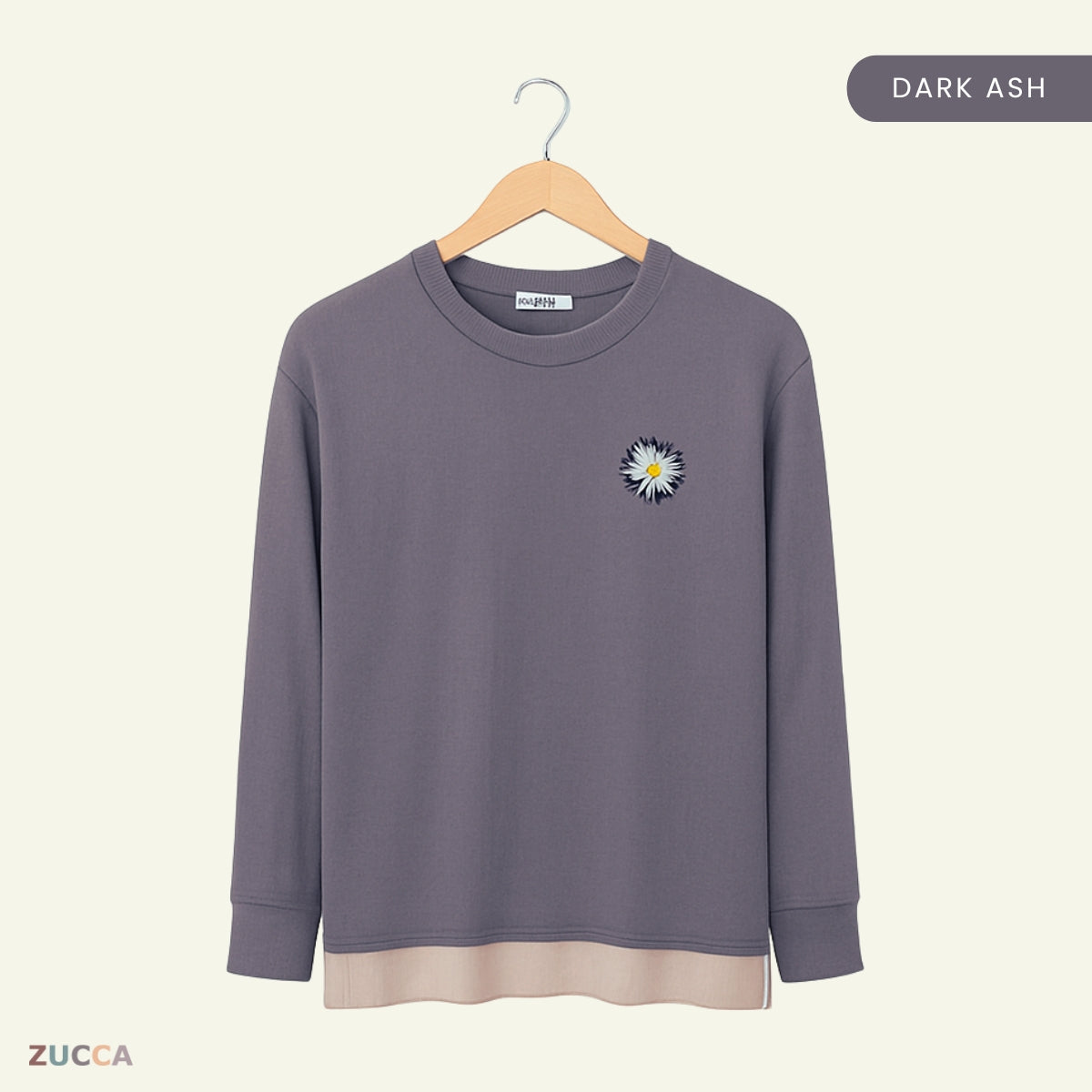 ZUCCA HAILEY T-SHIRT PEREMPUAN FLOWER EMBROIDERED LONG SLEEVE - MA095