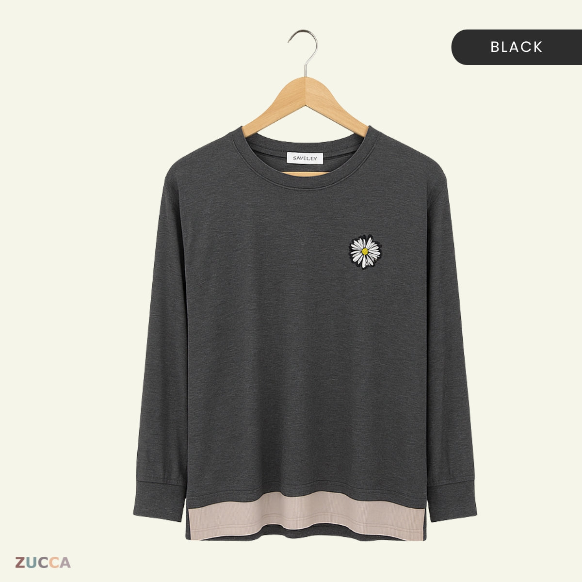 ZUCCA HAILEY T-SHIRT PEREMPUAN FLOWER EMBROIDERED LONG SLEEVE - MA095