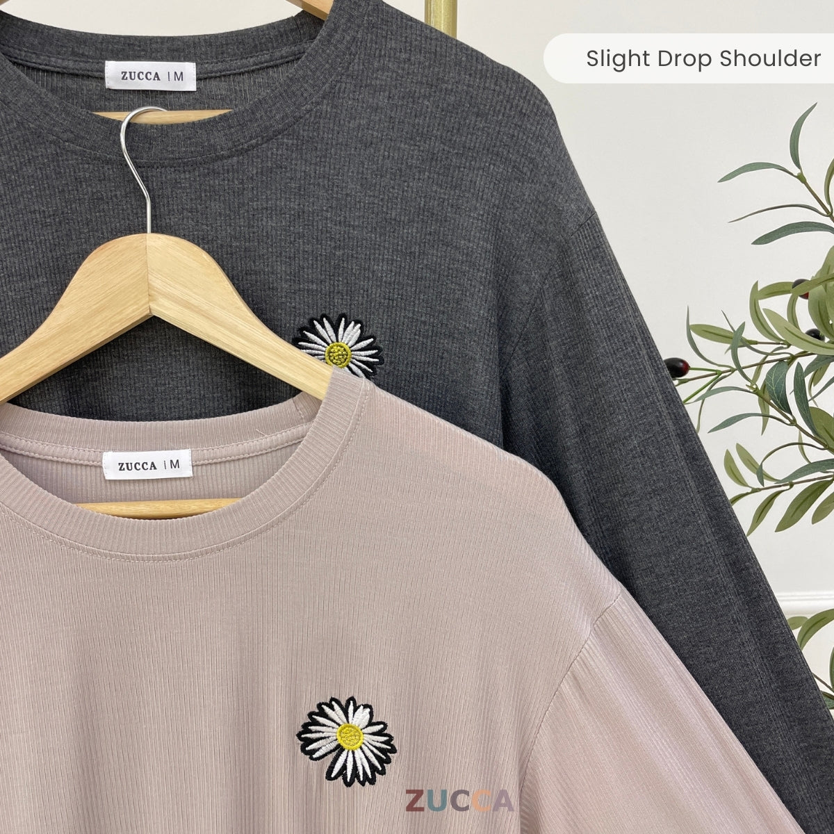 ZUCCA HAILEY T-SHIRT PEREMPUAN FLOWER EMBROIDERED LONG SLEEVE - MA095